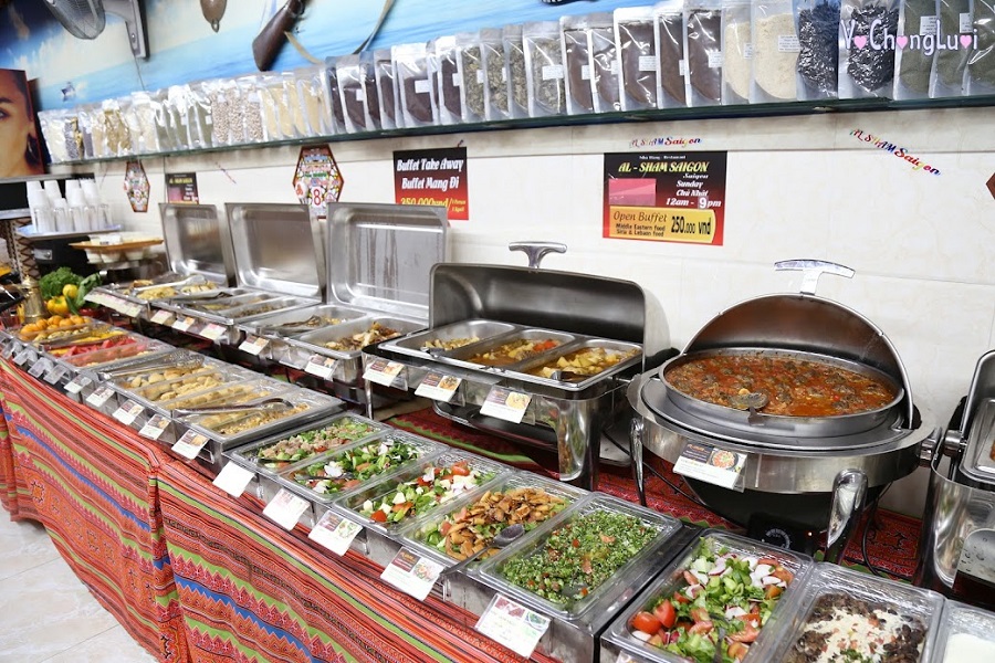 The buffet line at Al Sham Saigon