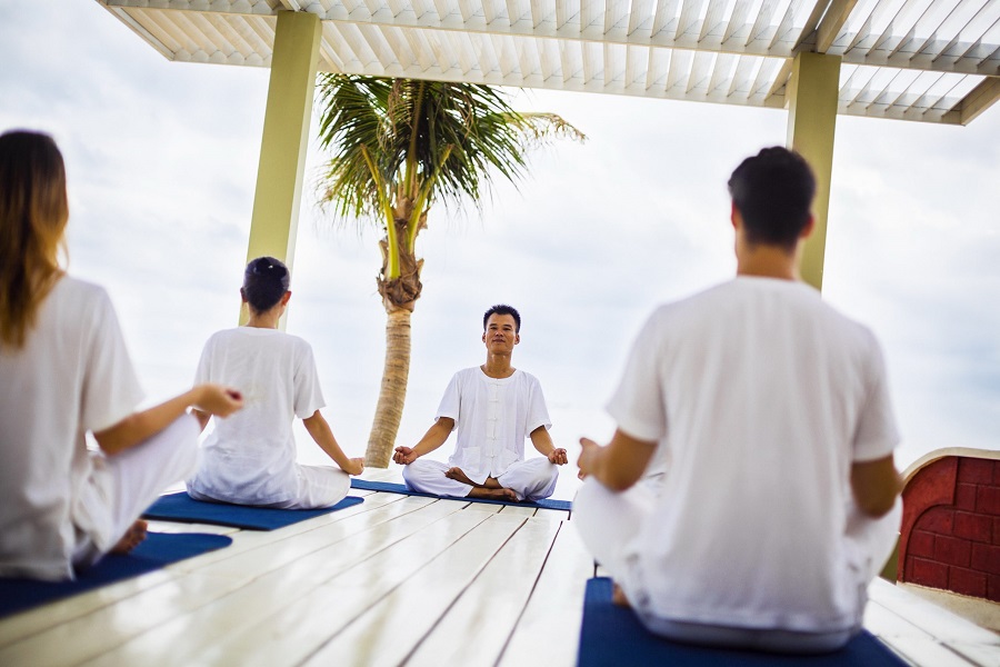 A Yoga class at La Veranda Resort 