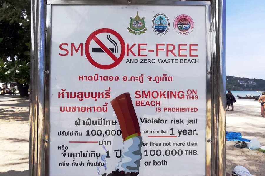The Thai Government banned smoking on popular beaches
