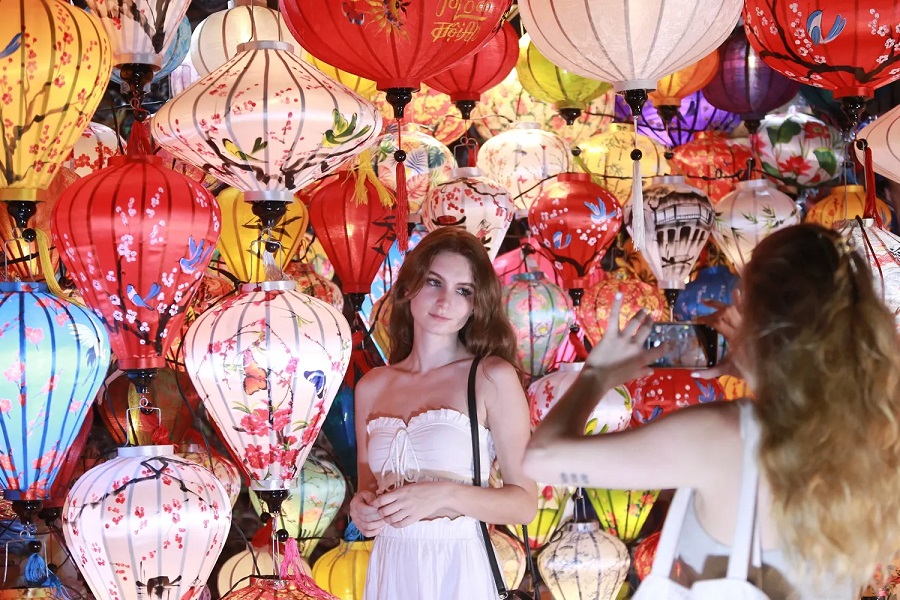 Tourists capture beautiful moments during the festival