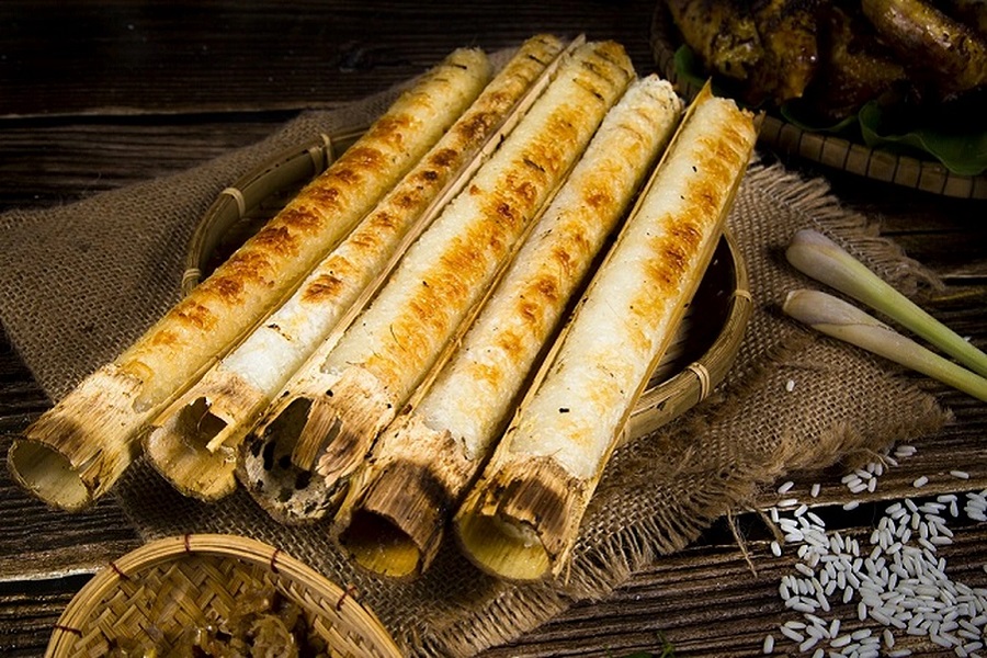Grilled bamboo tube rice, a specialty in Dak Lak