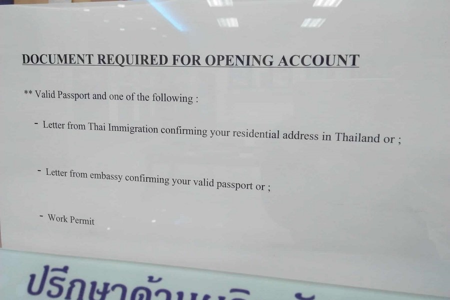 Foreigners have to present some documents to open a bank account in Thailand