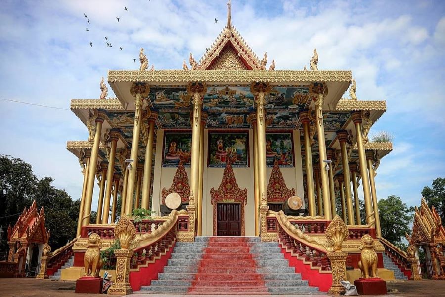 Ek Phnom Temple is a newly built temple next to the ruins