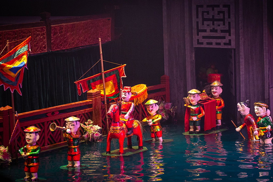 Tourists can spend the night watching water puppet shows