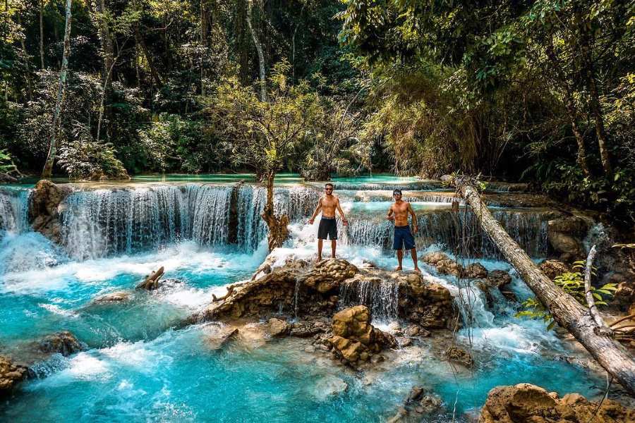 Swimming at Kuang Si Falls is a highlight for many visitors 