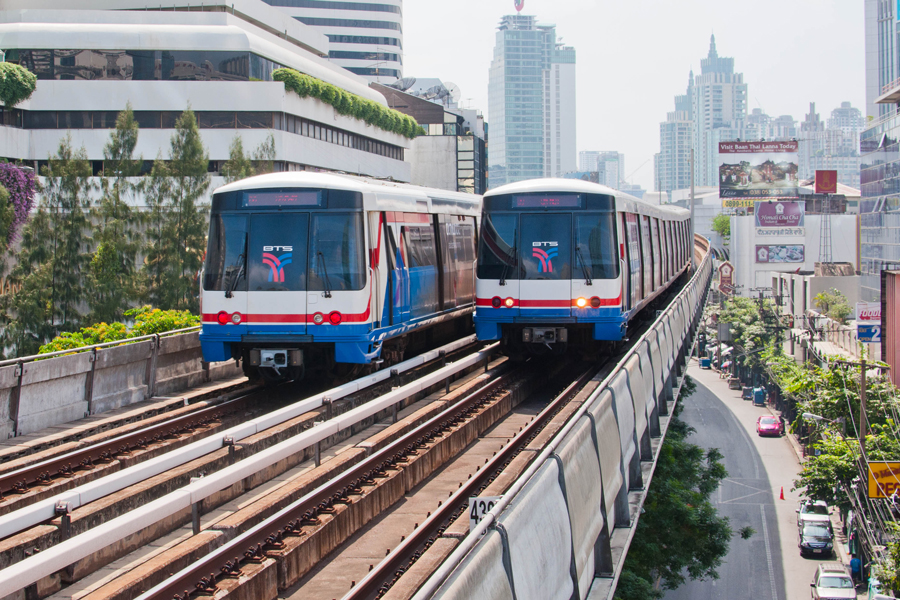 Traveling around Bangkok by the BTS Skytrain is a convenient and efficient way to explore the city