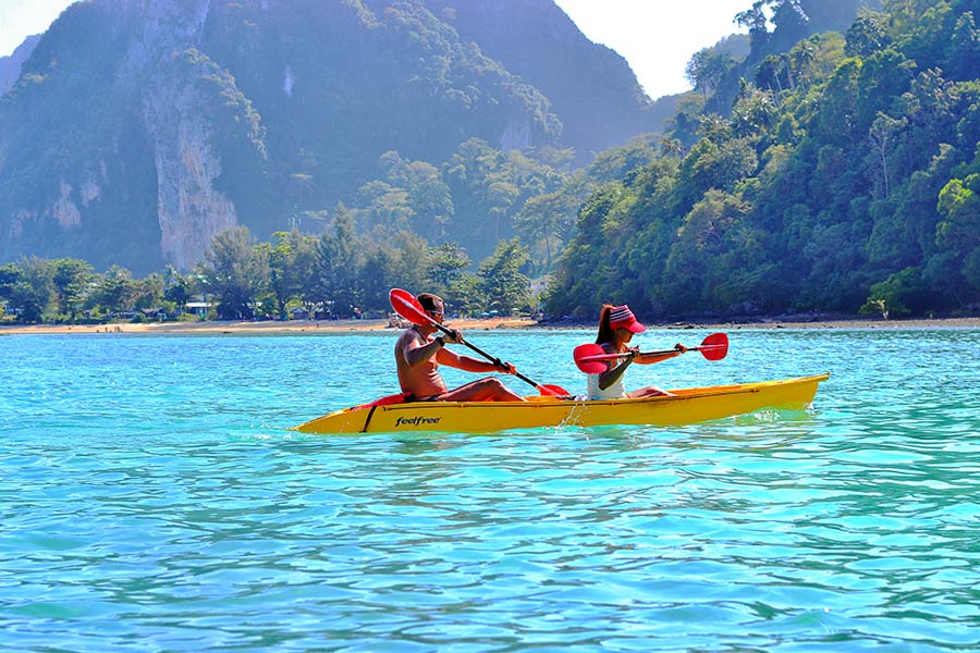 Kayaking in Koh Phi Phi is a fantastic way to explore the scenic beauty of the islands, including hidden coves, limestone cliffs, and crystal-clear waters