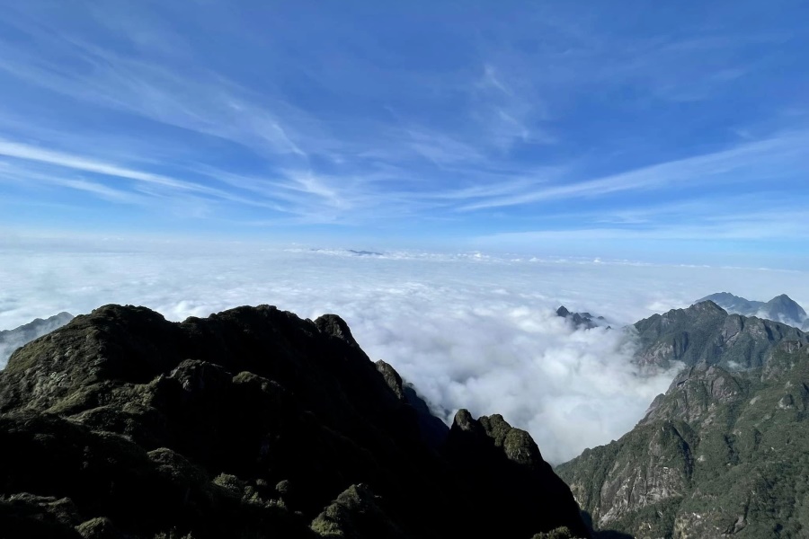 Majestic natural scenery of Fansipan mountain in Vietnam