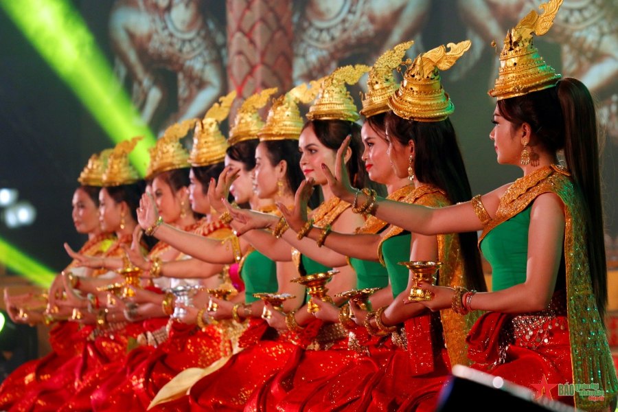 Traditional Cambodian costumes are usually used for many different events