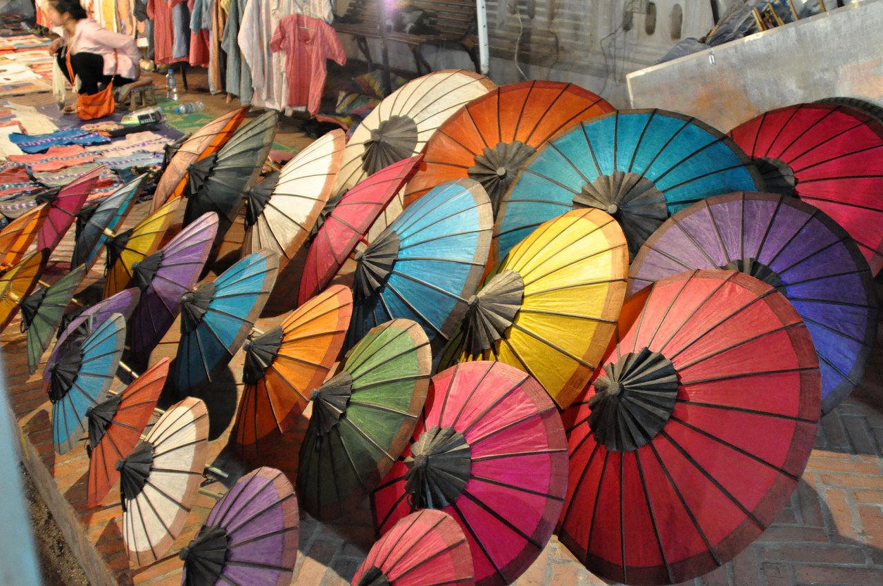 Colorful Paper Umbrellas Made and Painted By Hand