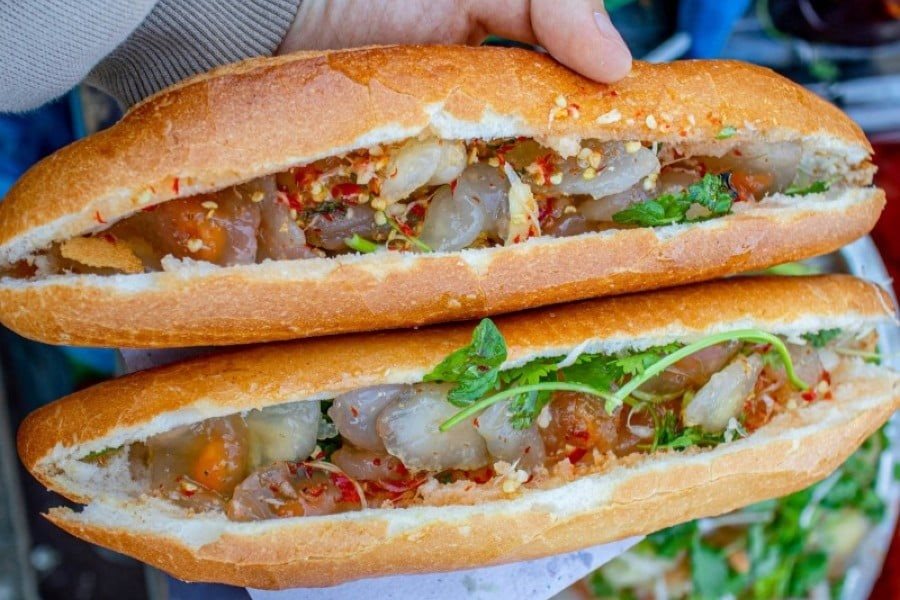 Banh Mi stuffed with rice dumpling cake