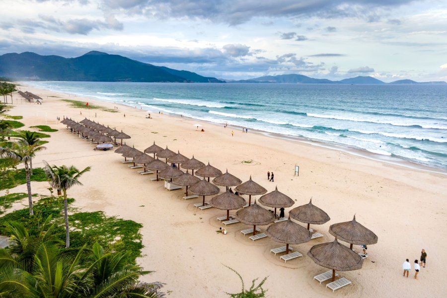 Relaxing on a beach during the wellness trip in Vietnam