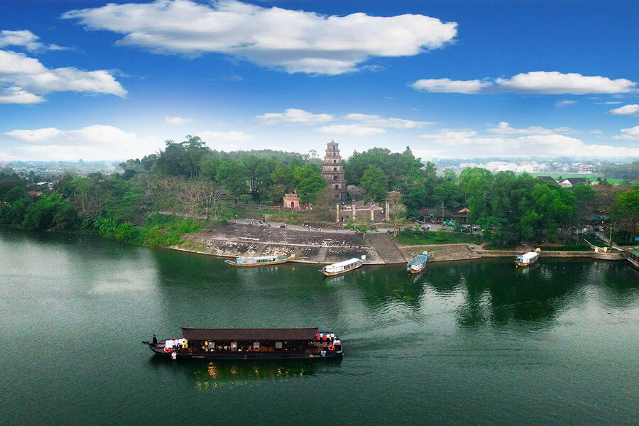 Ancient Thien Mu Pagoda on the Huong River