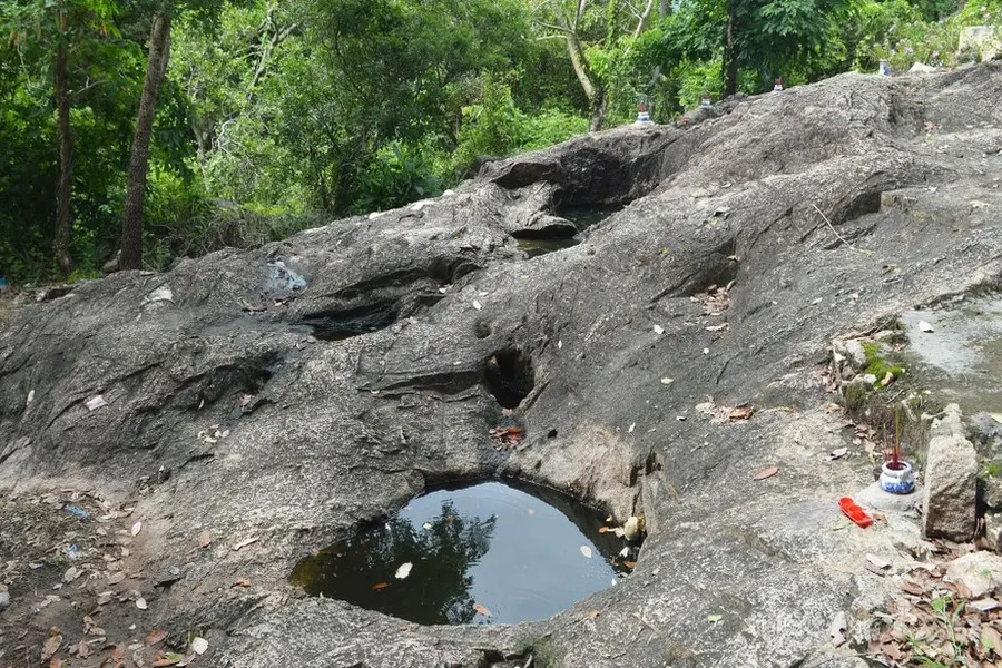 Traces of the five water wells. Photo: Bao An Giang