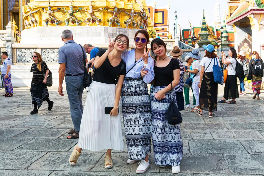 A Thai-patterned maxi skirt helps you blend in beautifully with this charming country