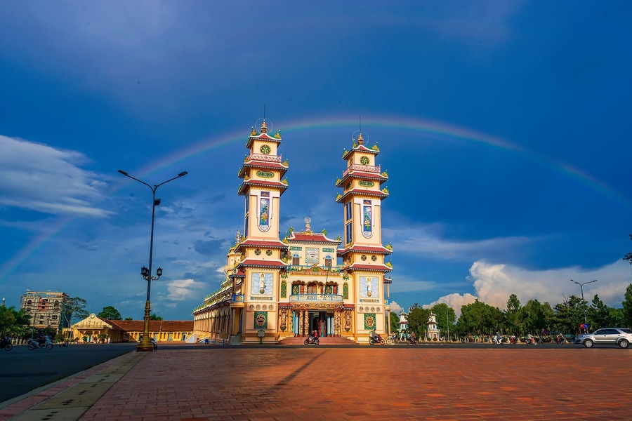 Caodaism is a widely practiced religion in southern Vietnam