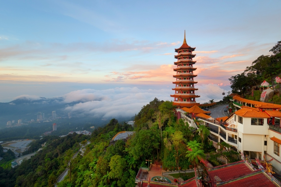 Beautiful sunrise view at Chin Swee Cave Temple
