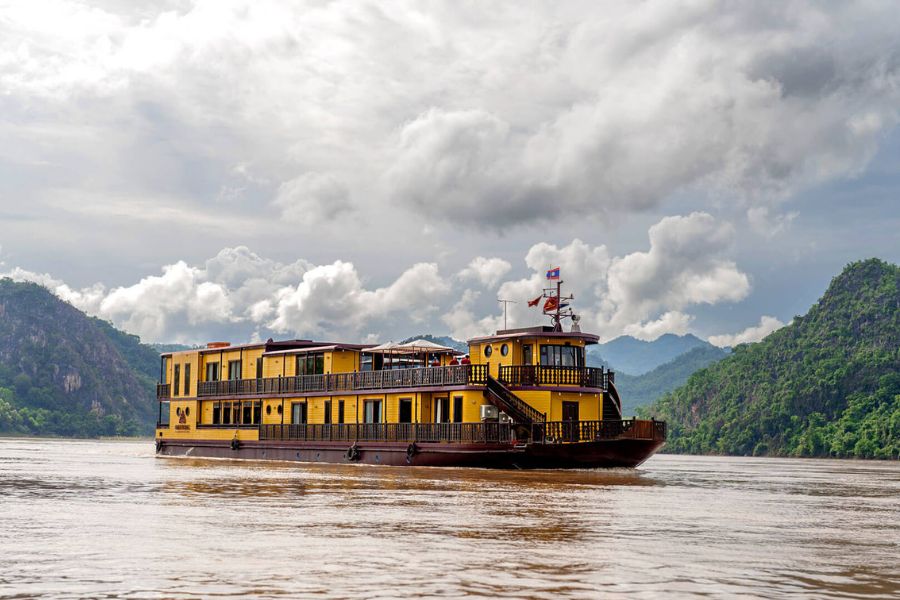 Exploring Mekong river on Laos cruise