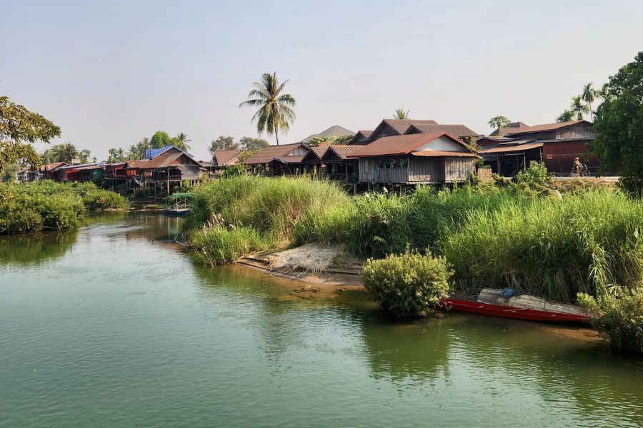 Riverside village in Laos