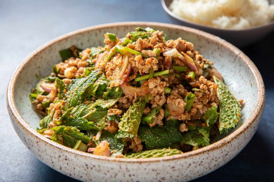 Laab has a balanced combination of fresh and cooked ingredients