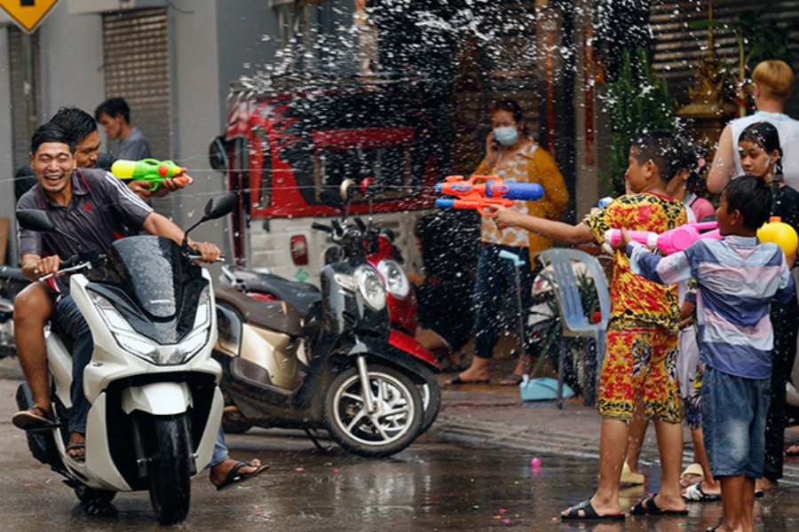 Water splashing festival during Khmer New Year