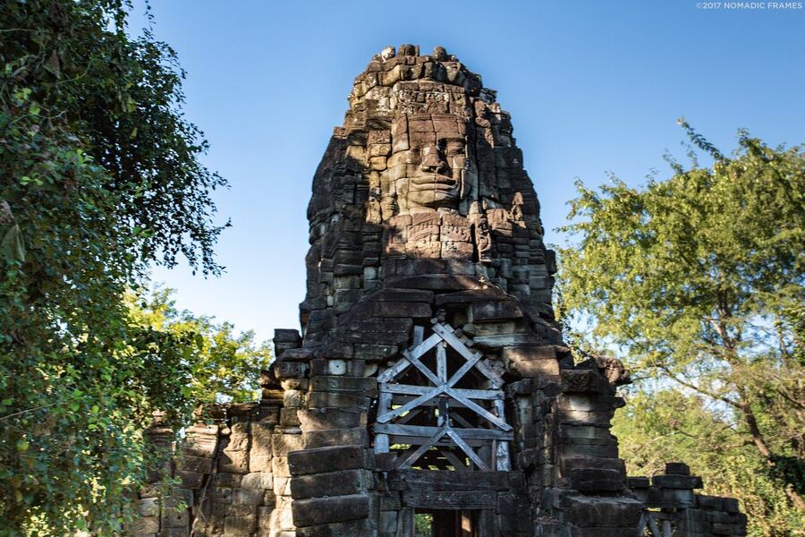 The faces have four sides, representing Brahma's four faces