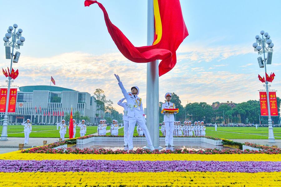 The flag-raising ceremony at Ba Dinh Square on National Day. Photo: Thanh Nien