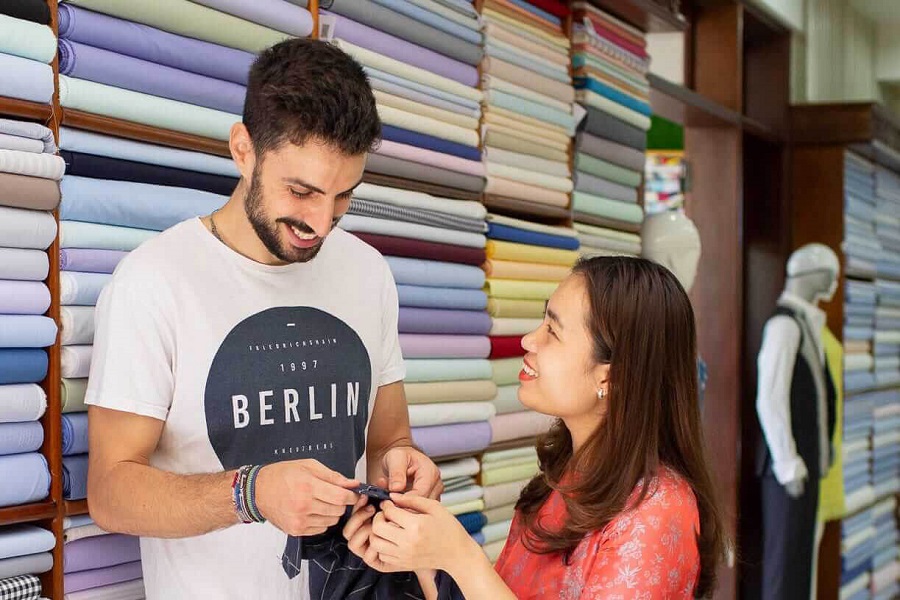 Picking fabric and color is an important step in the tailoring process