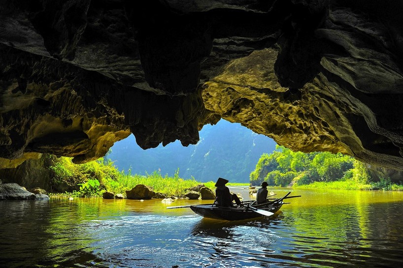 Inside a cave in Tam Coc