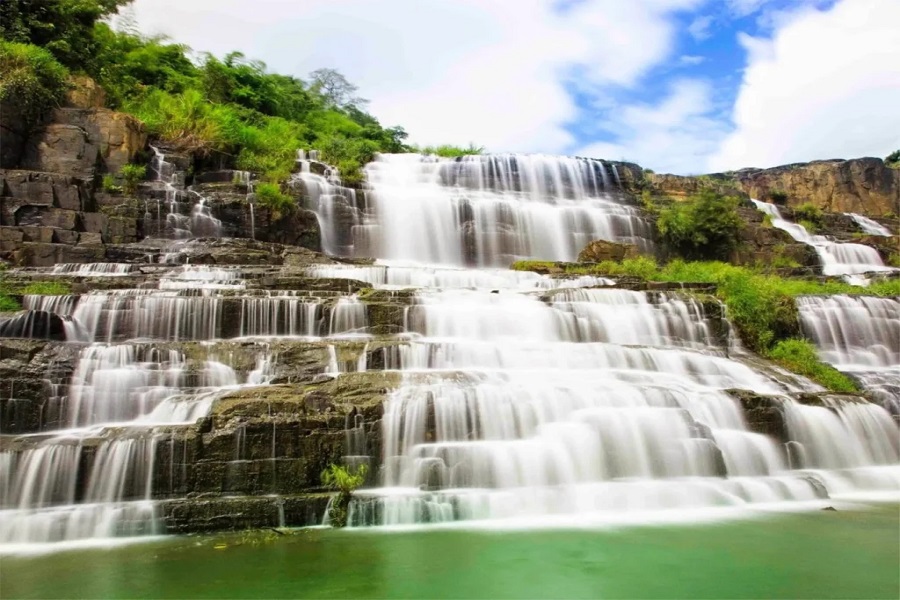 Pongour Falls is often called the “Seven-Tiered Falls”
