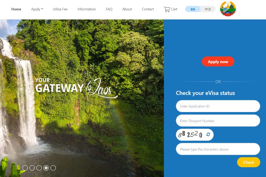 The homepage of the official website to apply laos e-visa (Source: Laosevisa) 