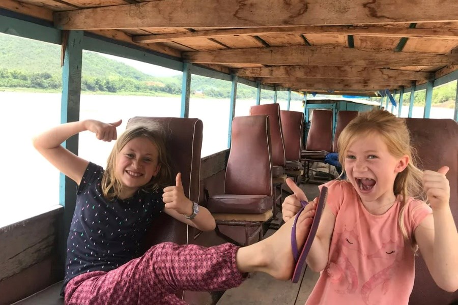 Relaxing in the cruise on Mekong River 