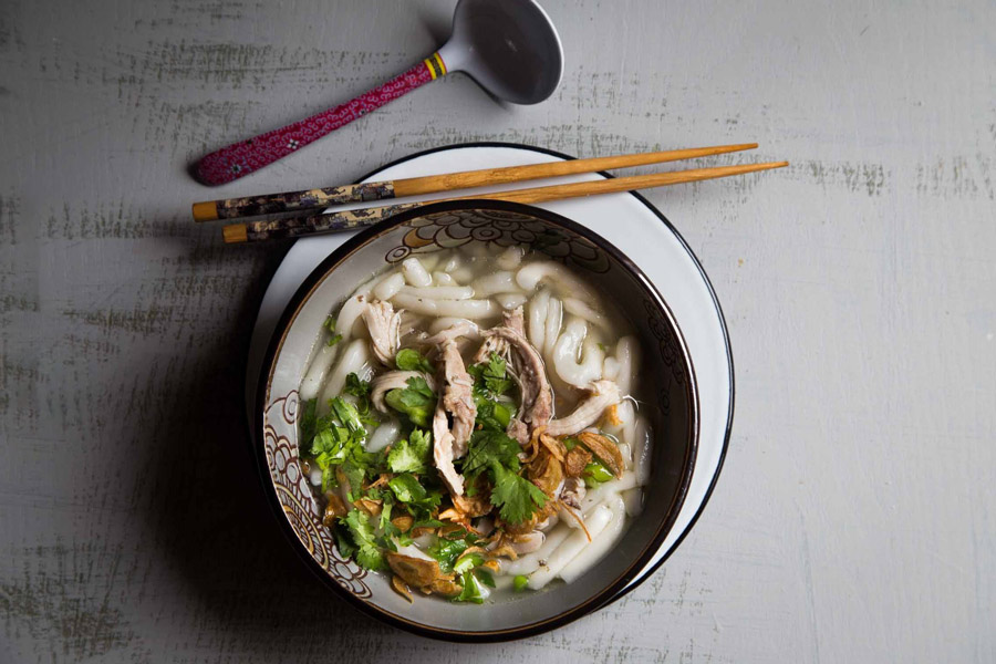 Khao Piak Sen has the chewy rice noodles, flavorful broth, and choice of meats make it a soothing and delightful option