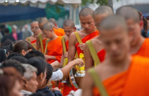Tak Bat Almsgiving Ceremony in Luang Prabang