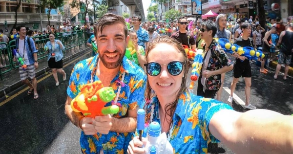 Songkran Water Fights on Silom Road