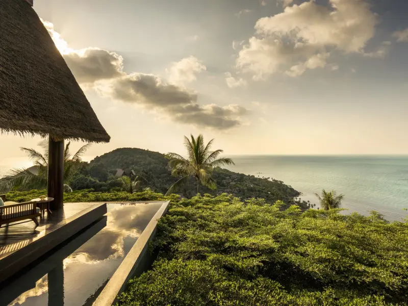 Pool villa view over the Gulf of Thailand