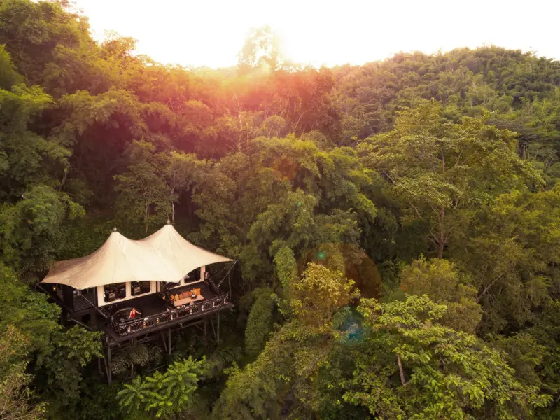 A tent above the jungle at Four Seasons Tented Camp
