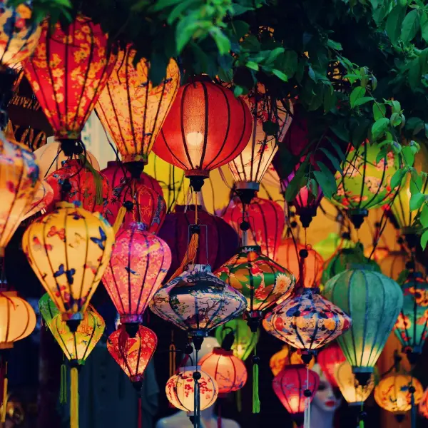 Lantern workshop in Hoi An at night