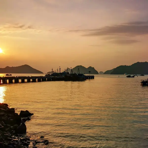 Junk among the karsts of Lan Ha Bay