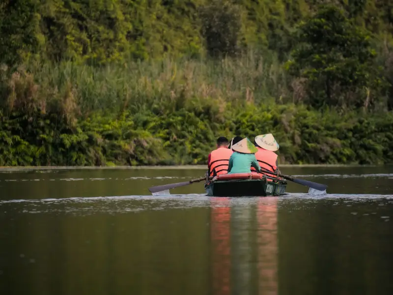 Rowing boats in Trang An, Ninh Binh