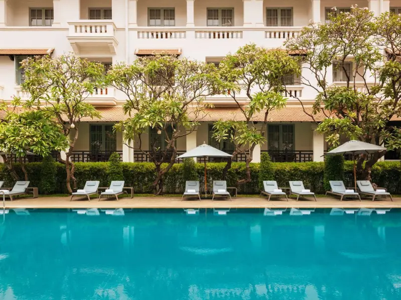 The pool at Raffles Hotel Le Royal