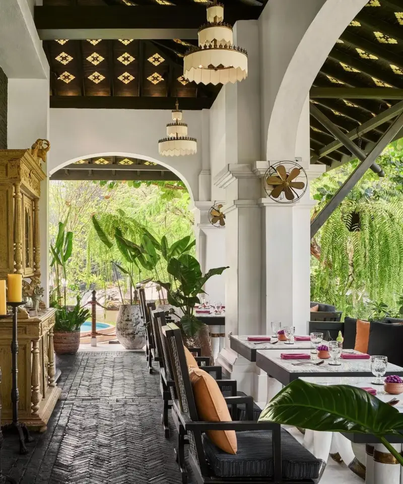 The terrace at Rosewood Luang Prabang