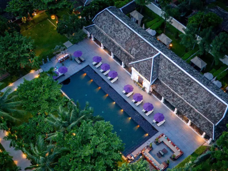 The pool at Sofitel Luang Prabang from above