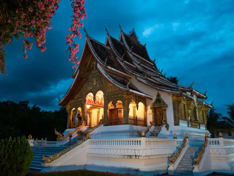 A temple in Luang Prabang at dusk