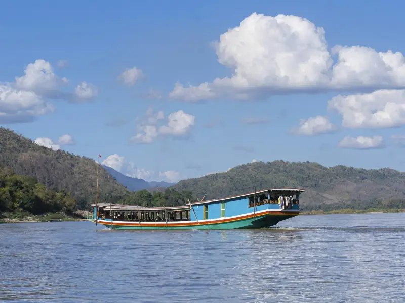 A slow boat on the Mekong in northern Laos