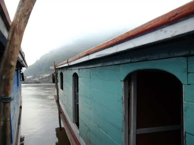 The bow of a slow boat on the Mekong