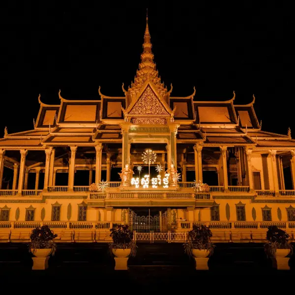 The Royal Palace of Phnom Penh lit at night